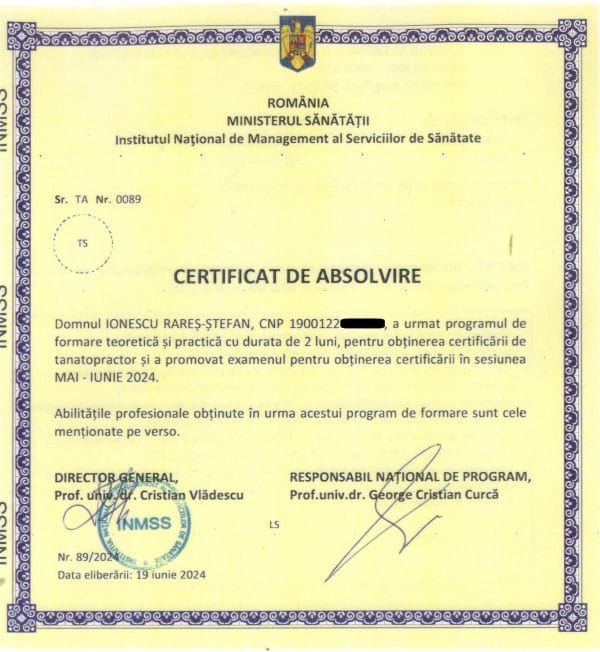 Serviciu de preluare decedat